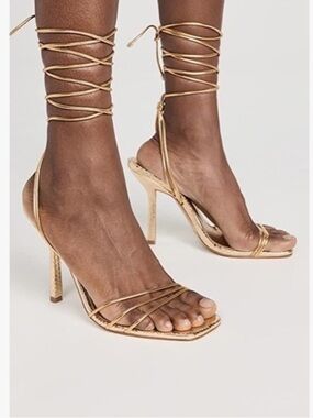 Schutz Thea Gold Wrap Heels